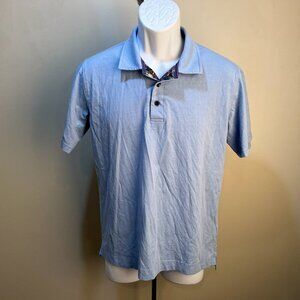Robert Graham Men's light blue w/ contrasting collar golf polo shirt Small S EUC